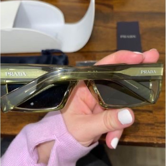 Green rectangular Prada runway sunglasses - Picture 2 of 5